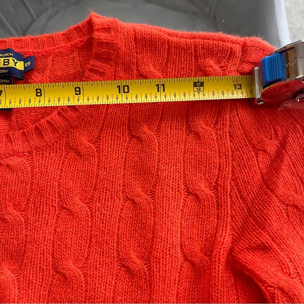 Ralph Lauren Rugby Wool Angora Girls Cable Knit Sweater Size XS‎ Orange Academia